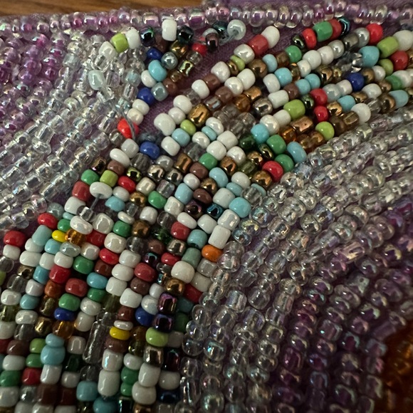 Vintage hand beaded small clutch purse or evening bag - Picture 6 of 7